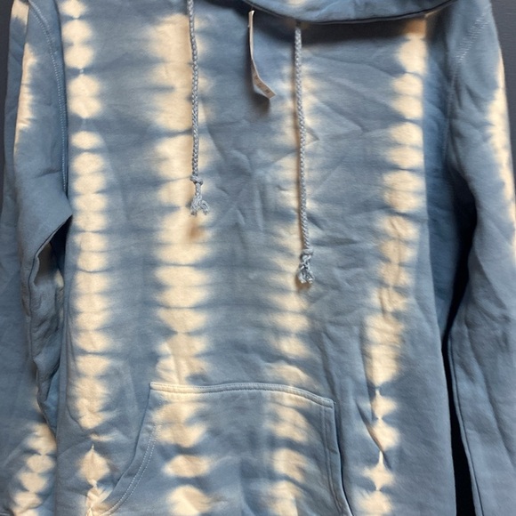 NWT PACSUN SIZE  MEDIUM MENS HOODED SWEATSHIRT BLUE WHITE TIE DUE DESIGN UNISEX - Picture 5 of 10